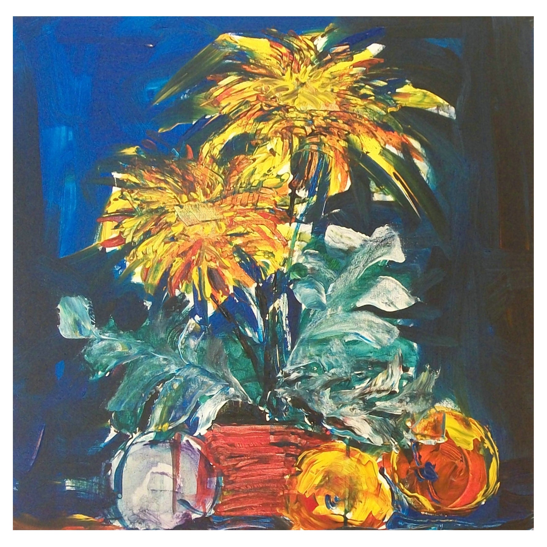 MICHAEL BLAZEK - #15 - Floral Still Life Acrylic Painting - Canada - Circa 2015 For Sale