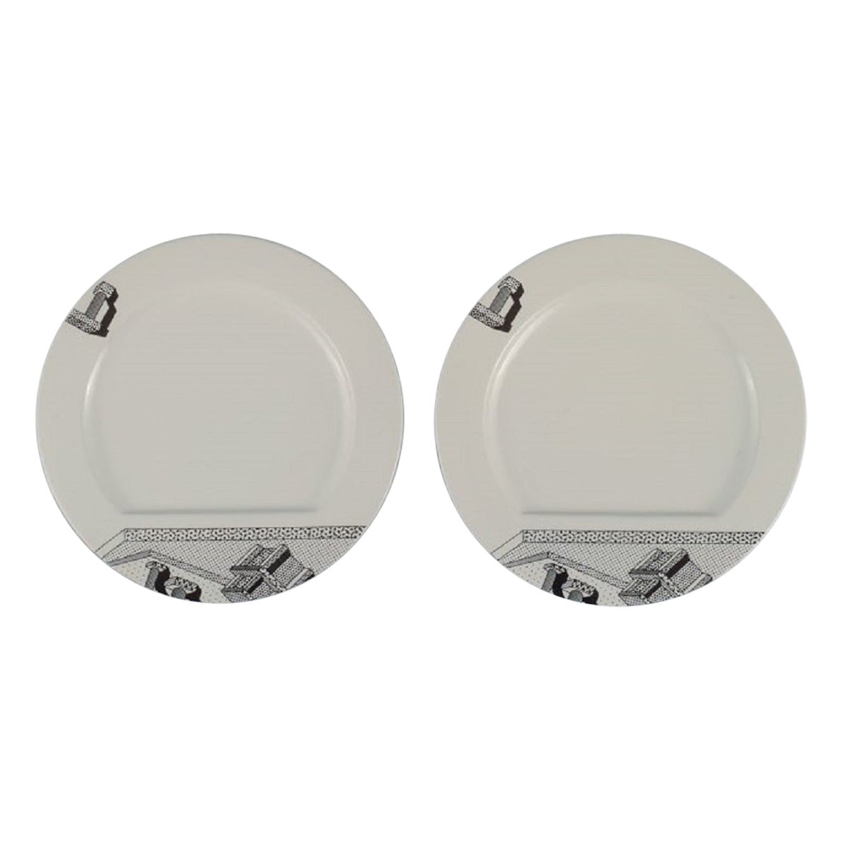 Ettore Sottsass for Flavia Memphis Milano, Futuristic Porcelain Plates For Sale