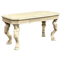 20th-C. Italian Neo-Classical Style Carved and Painted Desk or Console Table