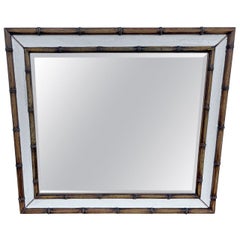 Large Wooden Faux Bamboo Mirror