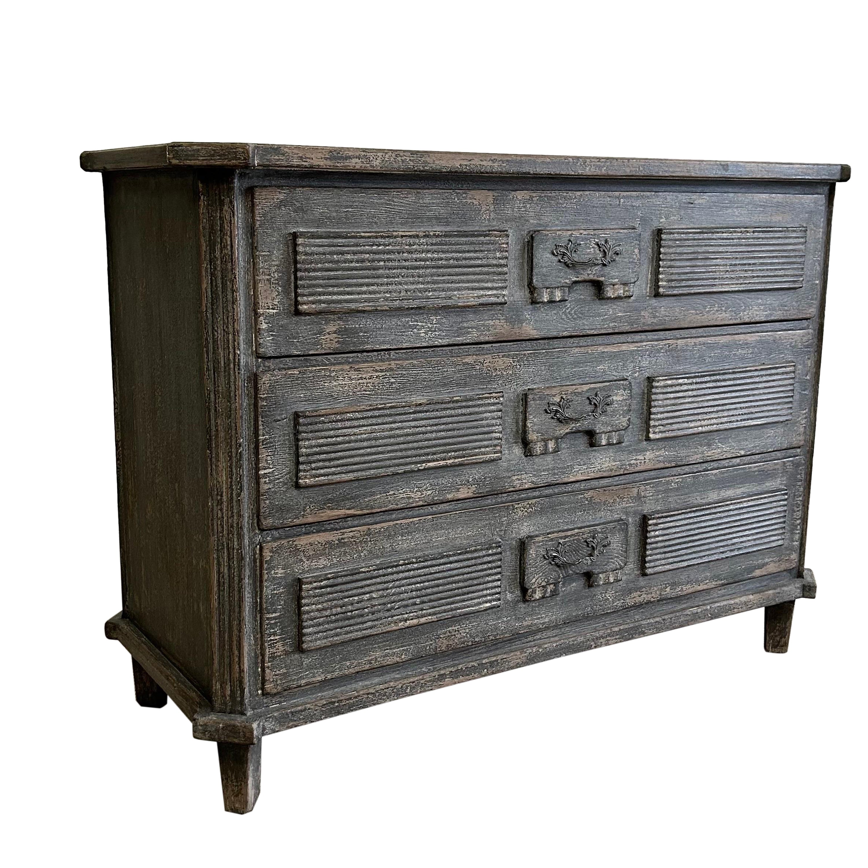 Layla 3 Drawer Commode in Distressed Painted Finish For Sale