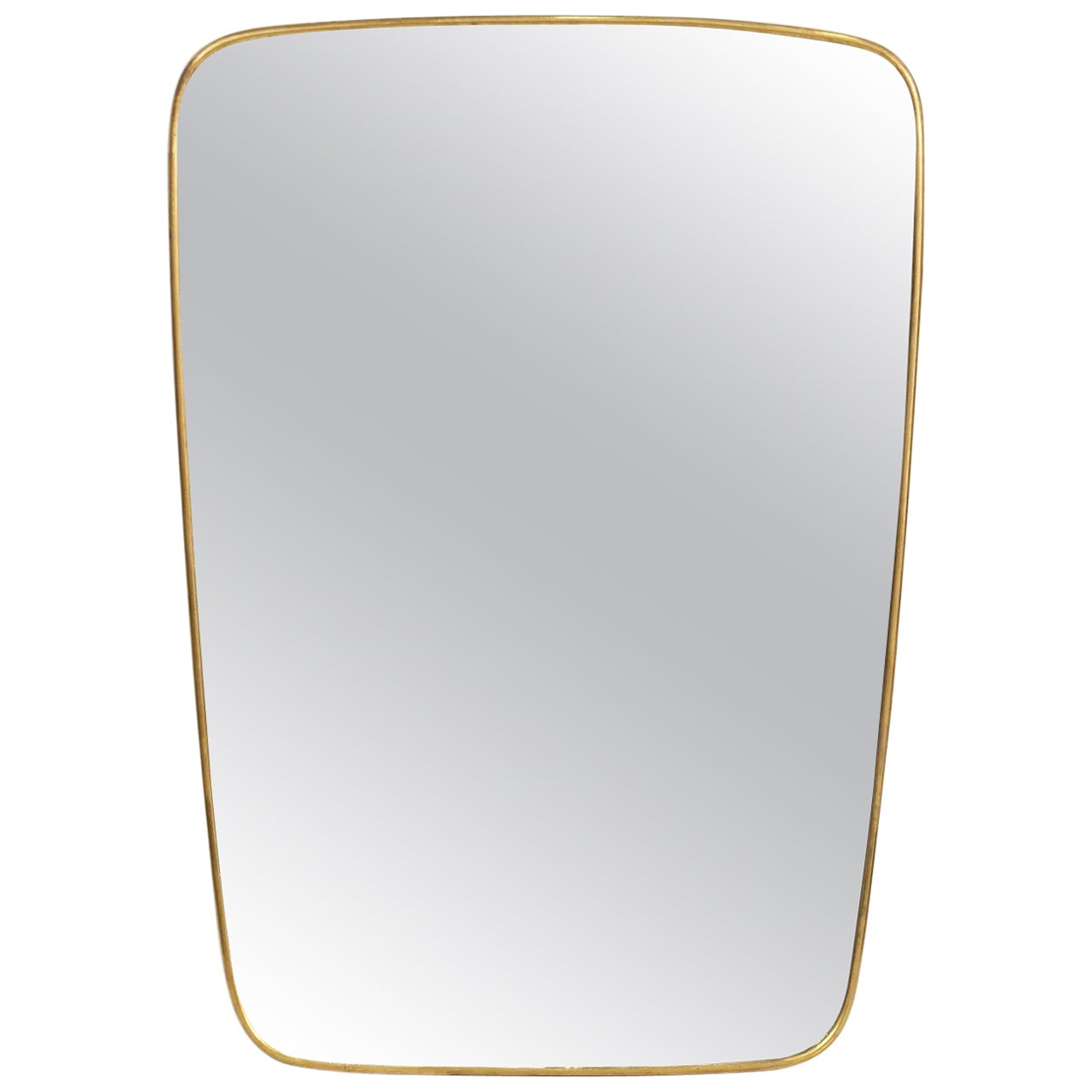 Gio Ponti Style Modernist Mirror with Brass Frame from Italy (H 28 x W 20)