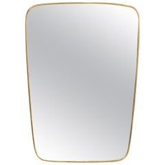 Gio Ponti Style Modernist Mirror with Brass Frame from Italy (H 28 x W 20)