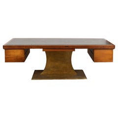 Harvey Probber Executive Pedestal Desk with Polished Walnut Top