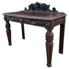Used French Table Hall Entry Console Sofa Table Two Drawers Oak C. 1890s