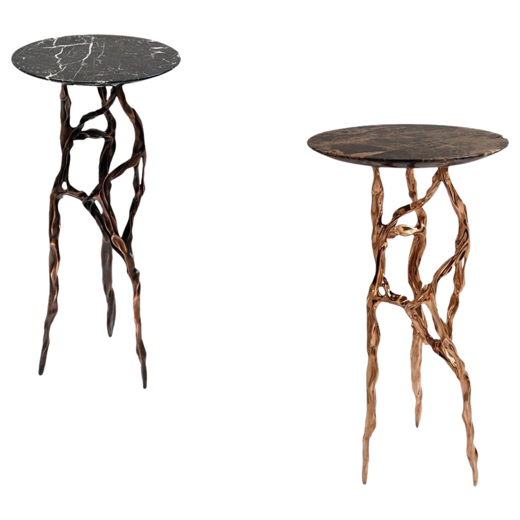 Pair of Side Tables with Marquina Marble Top by Fakasaka Design For Sale
