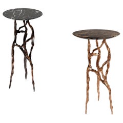 Pair of Side Tables with Marquina Marble Top by Fakasaka Design