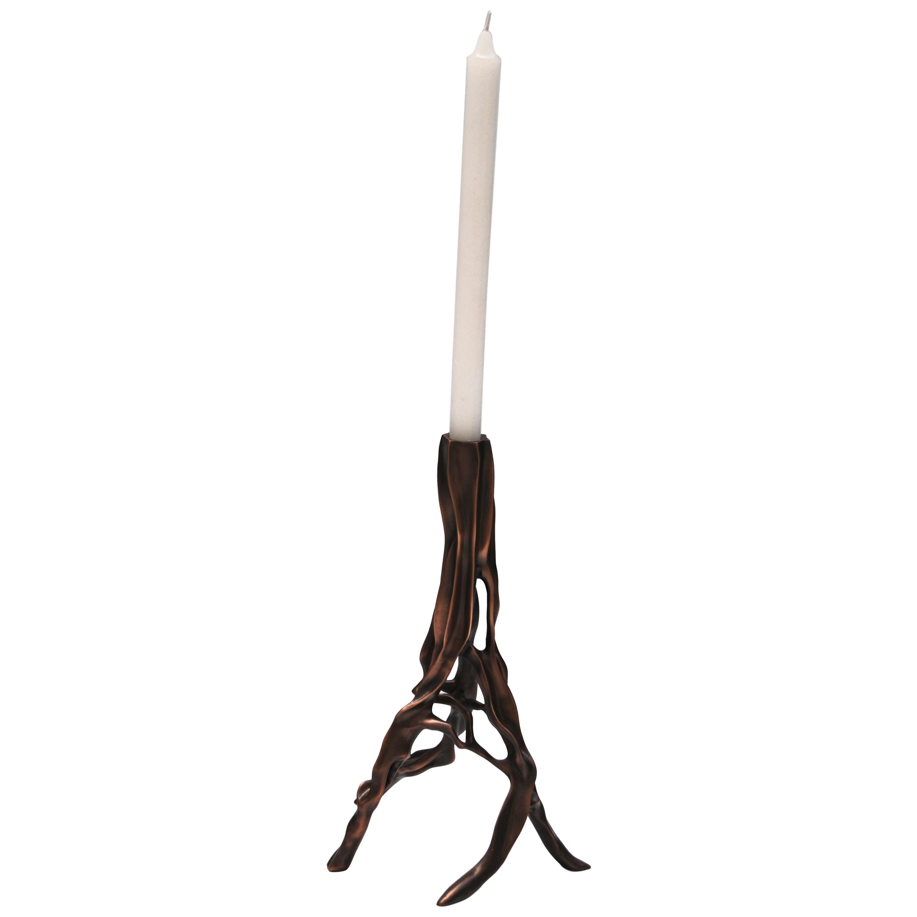 Candlestick in Dark Bronze by Fakasaka Design For Sale