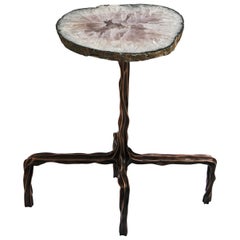 Dark Bronze Side Table with Agatha Top by FAKASAKA Design