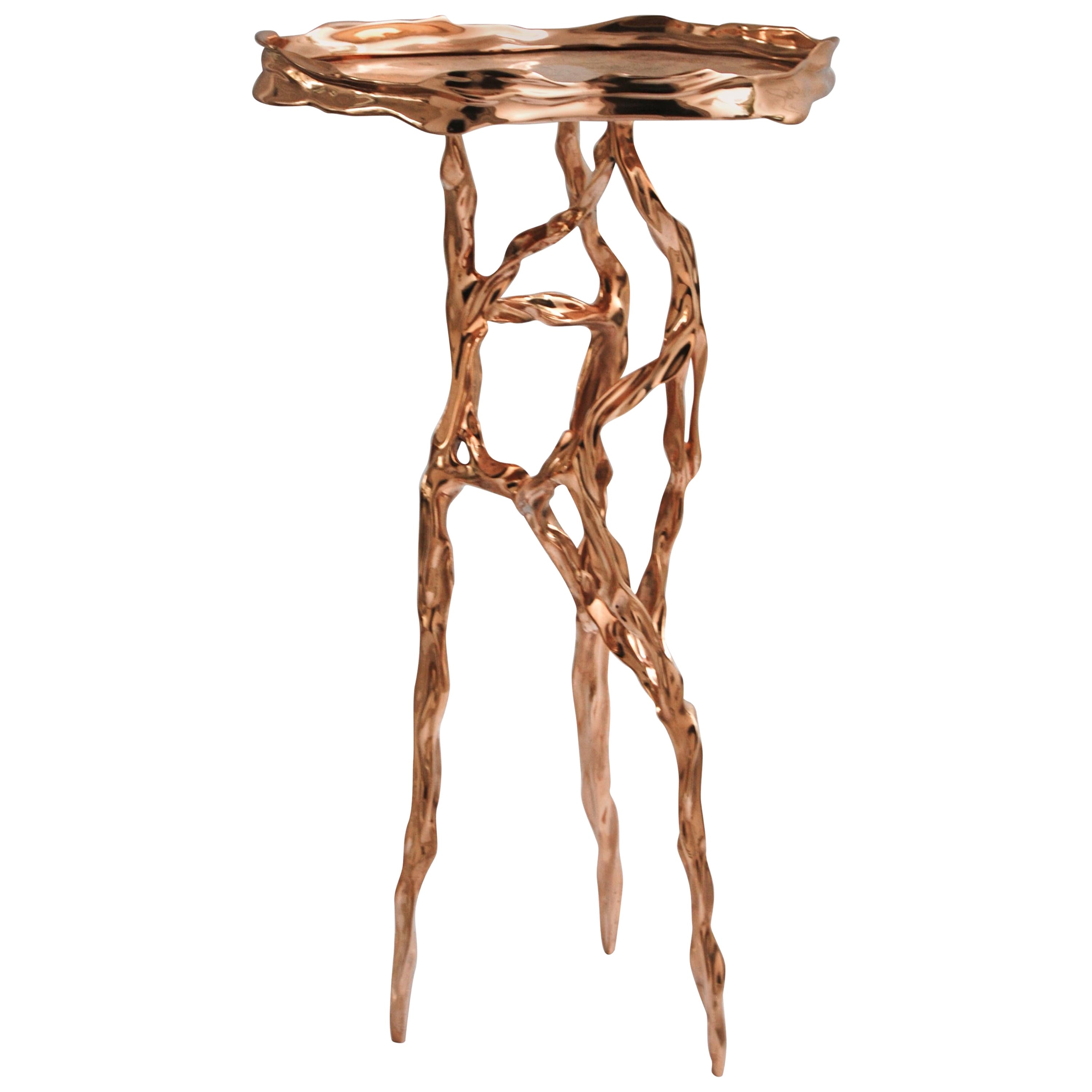 Polished Bronze Side Table by FAKASAKA Design For Sale