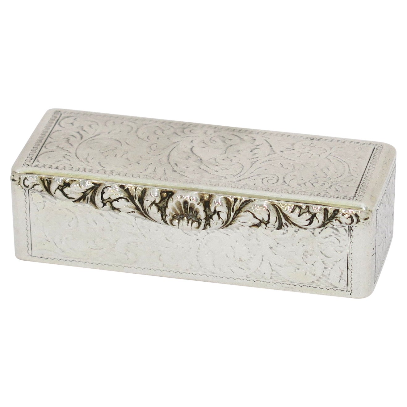 3.25" European Silver Gilt Interior Antique Austrian 1830-1839 Floral Snuff Box