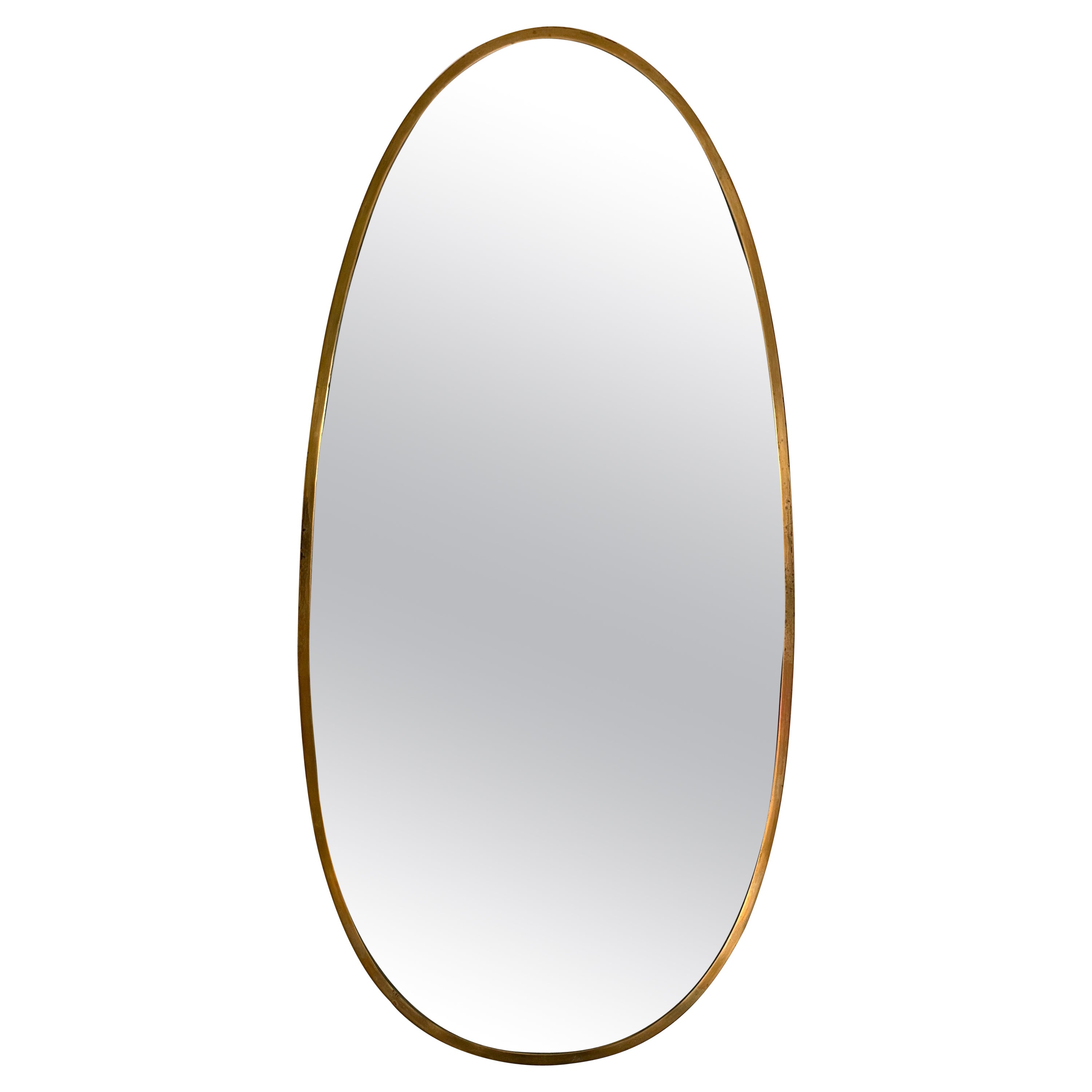 Brass Free Form Egg Mirror. Italy, 1950s For Sale