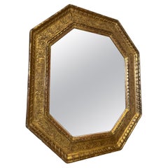 Vintage 20th century French Golden Wood Octogonal Mirror, 1950s