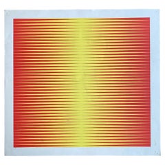 Screen print by the Italian Op-Art artist Getulio Alviani, yellow- red