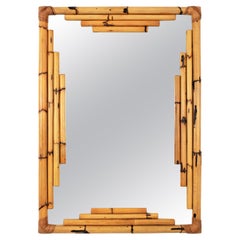 Bamboo Rattan Large Rectangular Wall Mirror