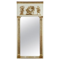 Wood and Gilded Stucco Overmantel Mirror, Empire Period, 19th Century