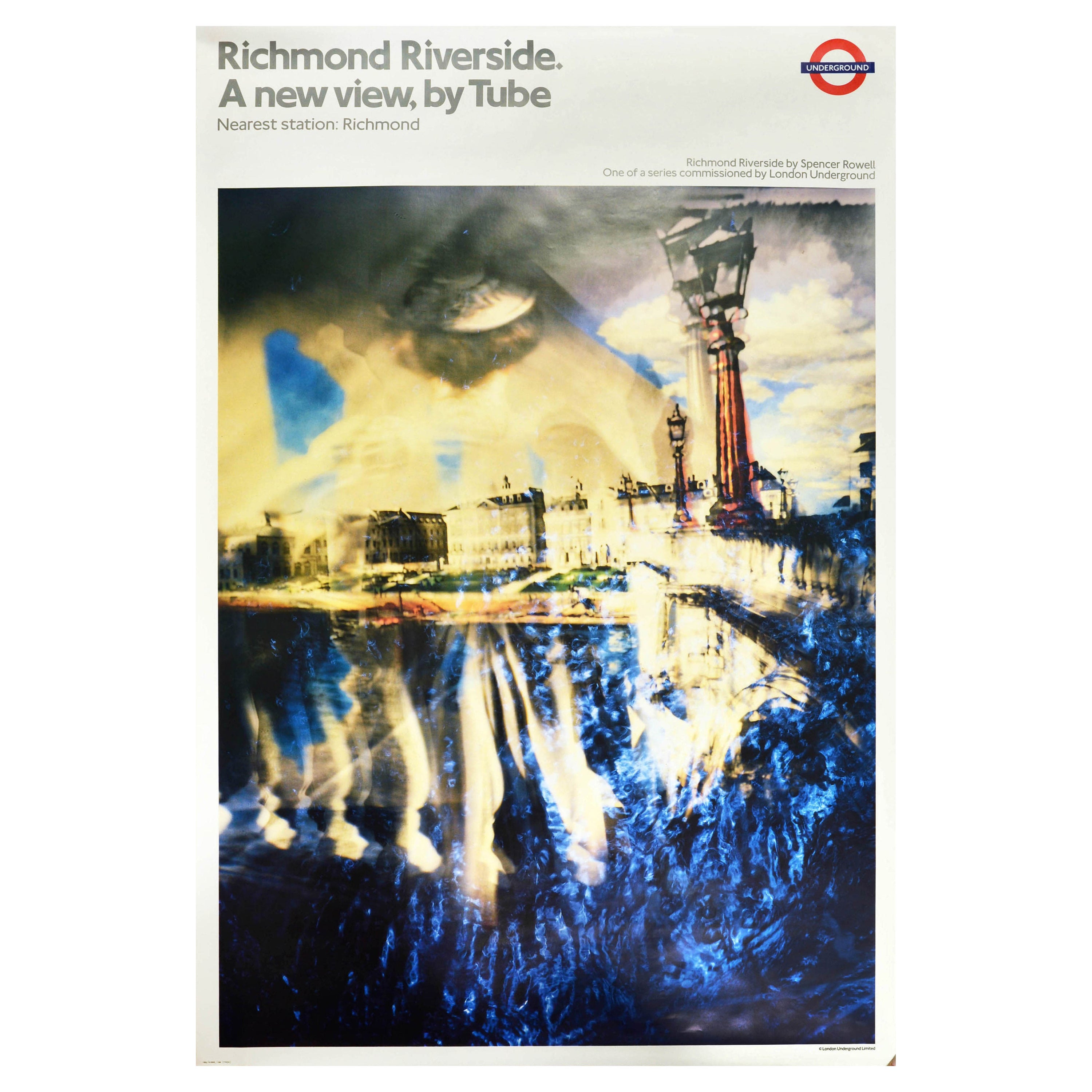 Affiche rétro originale du métro de Londres, Richmond Riverside, Tamise River Art en vente