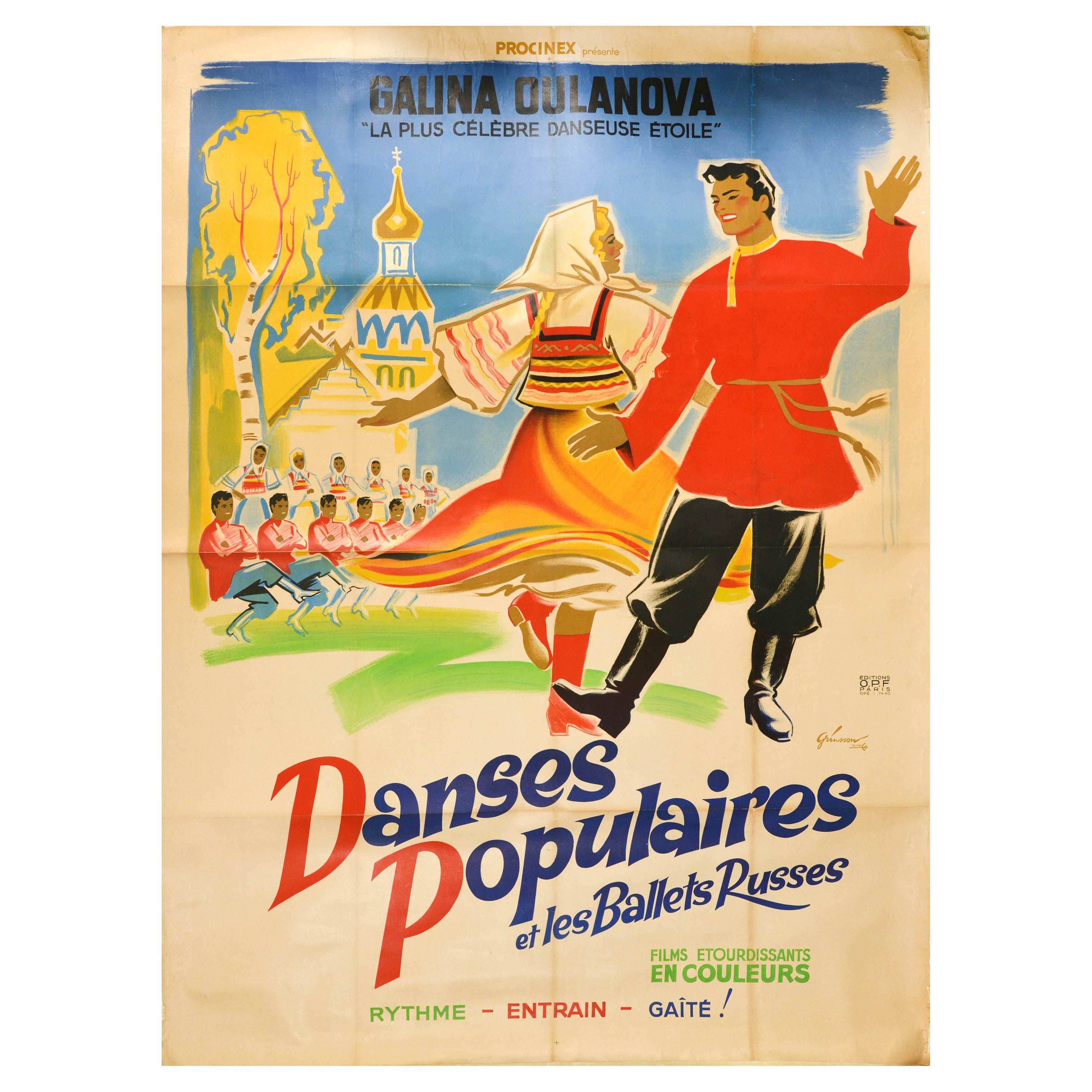 Original Vintage Movie Poster Ballet Russe Folk Dance Galina Oulanova Design For Sale