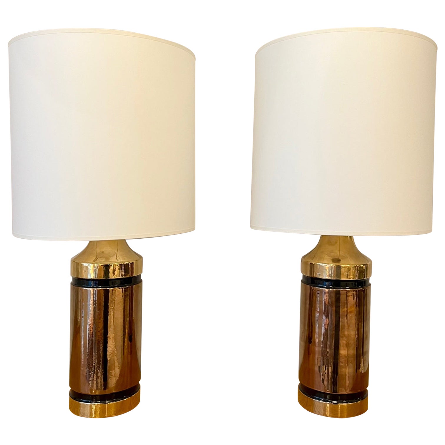 Pair of  ceramic lamps by Bitossi For Sale