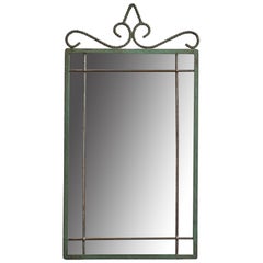 Swedish Designer, Wall Mirror, Wrought Iron, Pewter, Mirror Glass, Sweden, 1930s