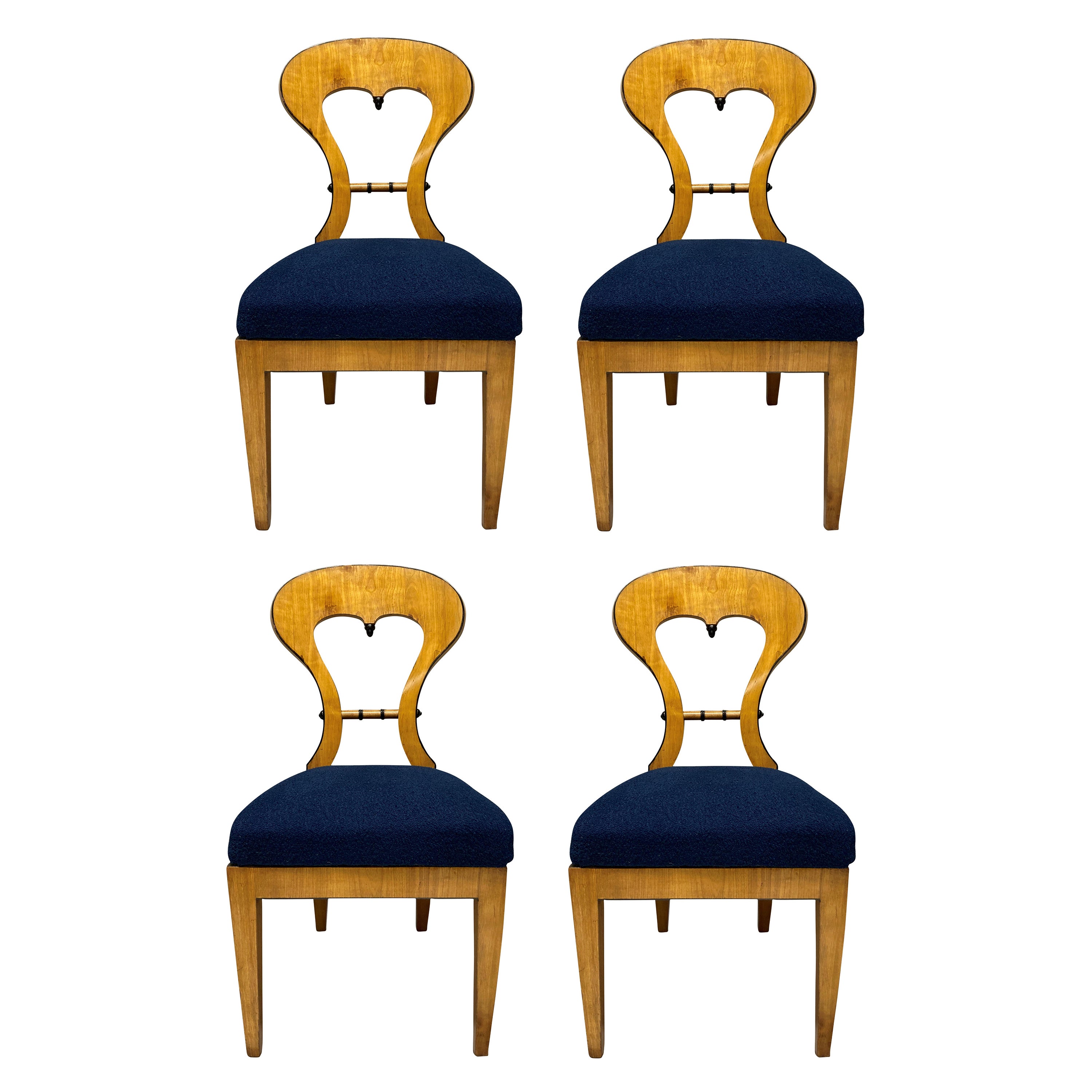 Set of Four Biedermeier Satinwood Chairs