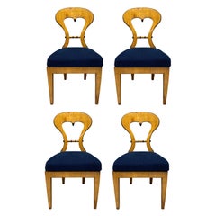 Antique Set of Four Biedermeier Satinwood Chairs