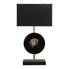 Arcahorn Black Lacquer Table Lamp with Horn Medallion