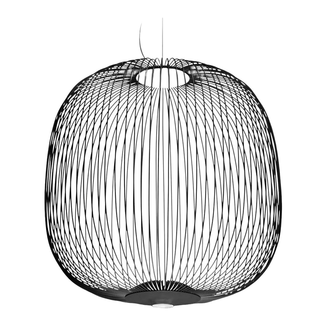 Garcia & Cumini 'Spokes 2 Midi’ Metal Suspension Lamp in Black for Foscarini