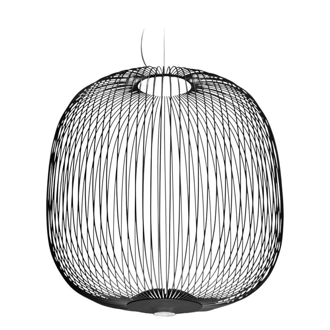 Garcia and Cumini Large 'Spokes 2' Metal Suspension Lamp in Black for Foscarini