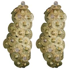 Pair of Brass and Rock Crystal Sconces 12