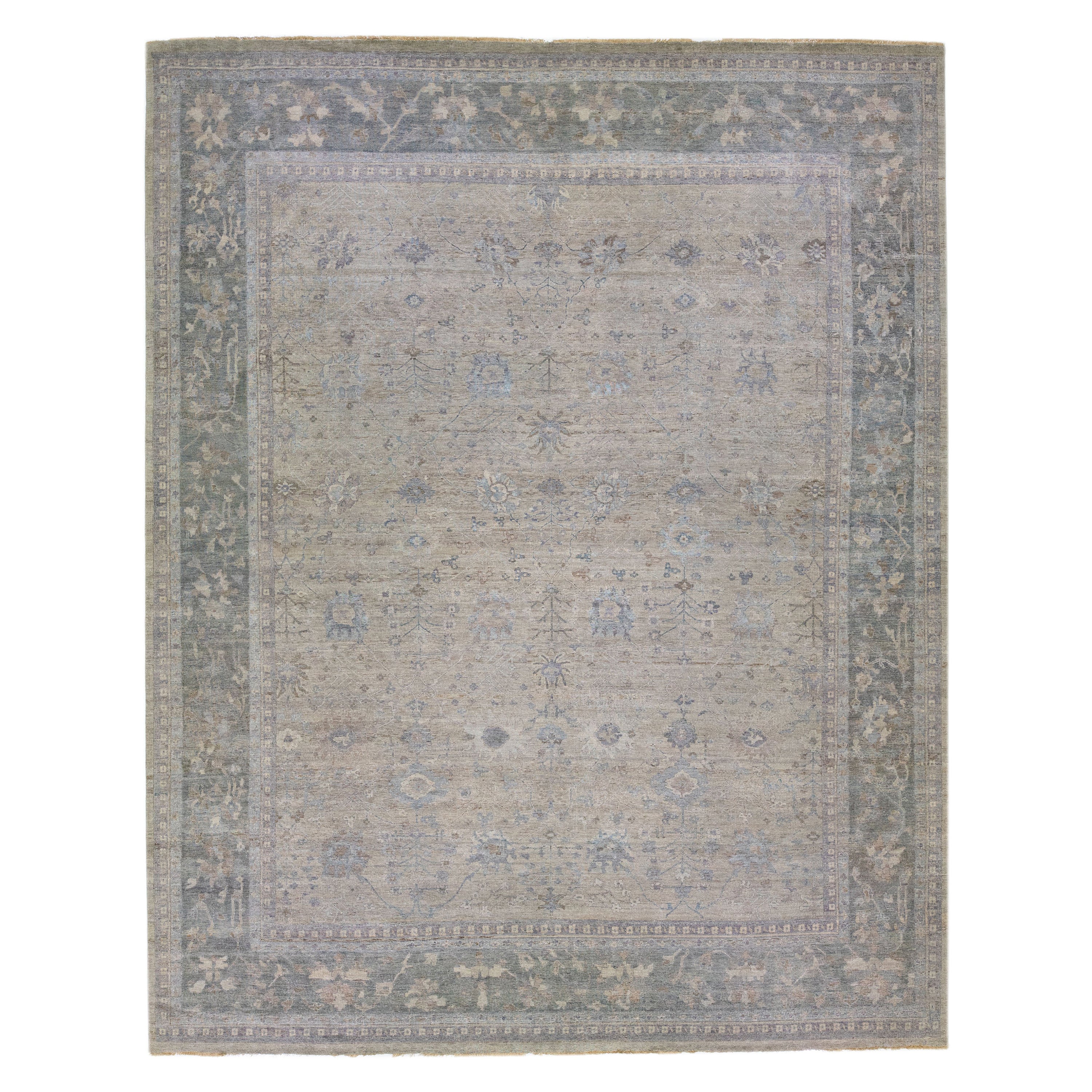 Handmade Modern Artisan Collection Indian Wool Rug In Light Gray By Apadana