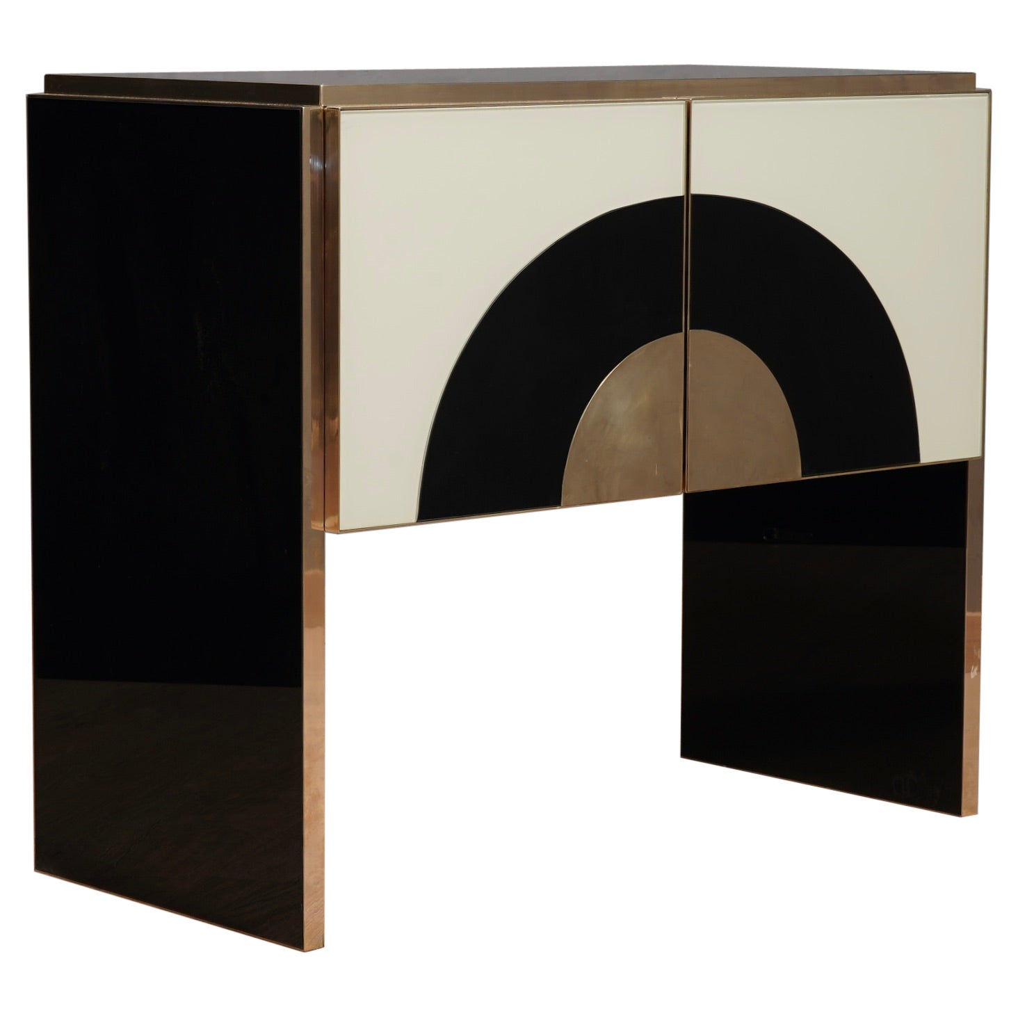 MidCentury Inspired Glass and Brass Italian Sideboard, 2000