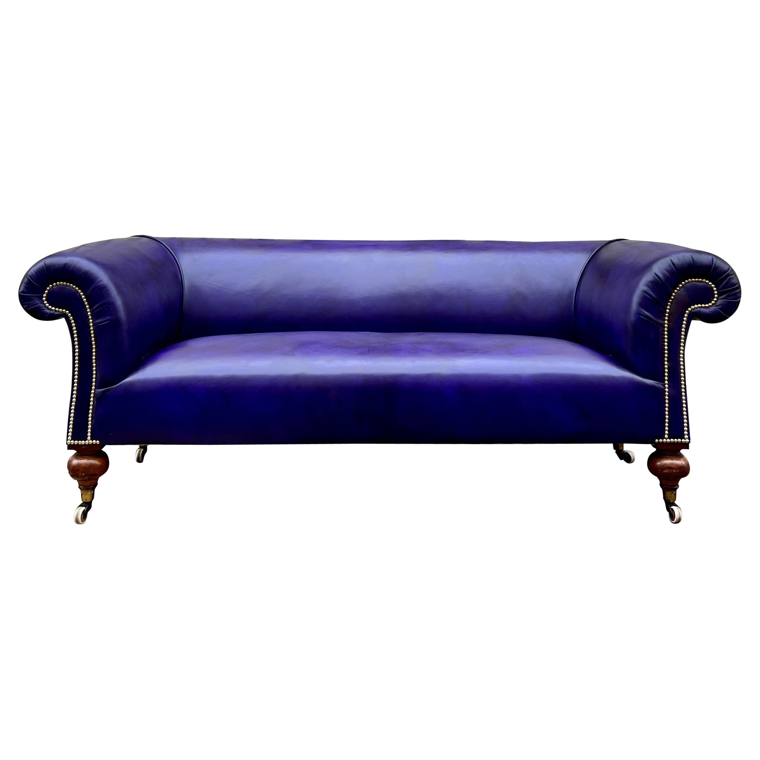 Fully Restored 19thC Chesterfield Sofa in Hand Dyed Leathers