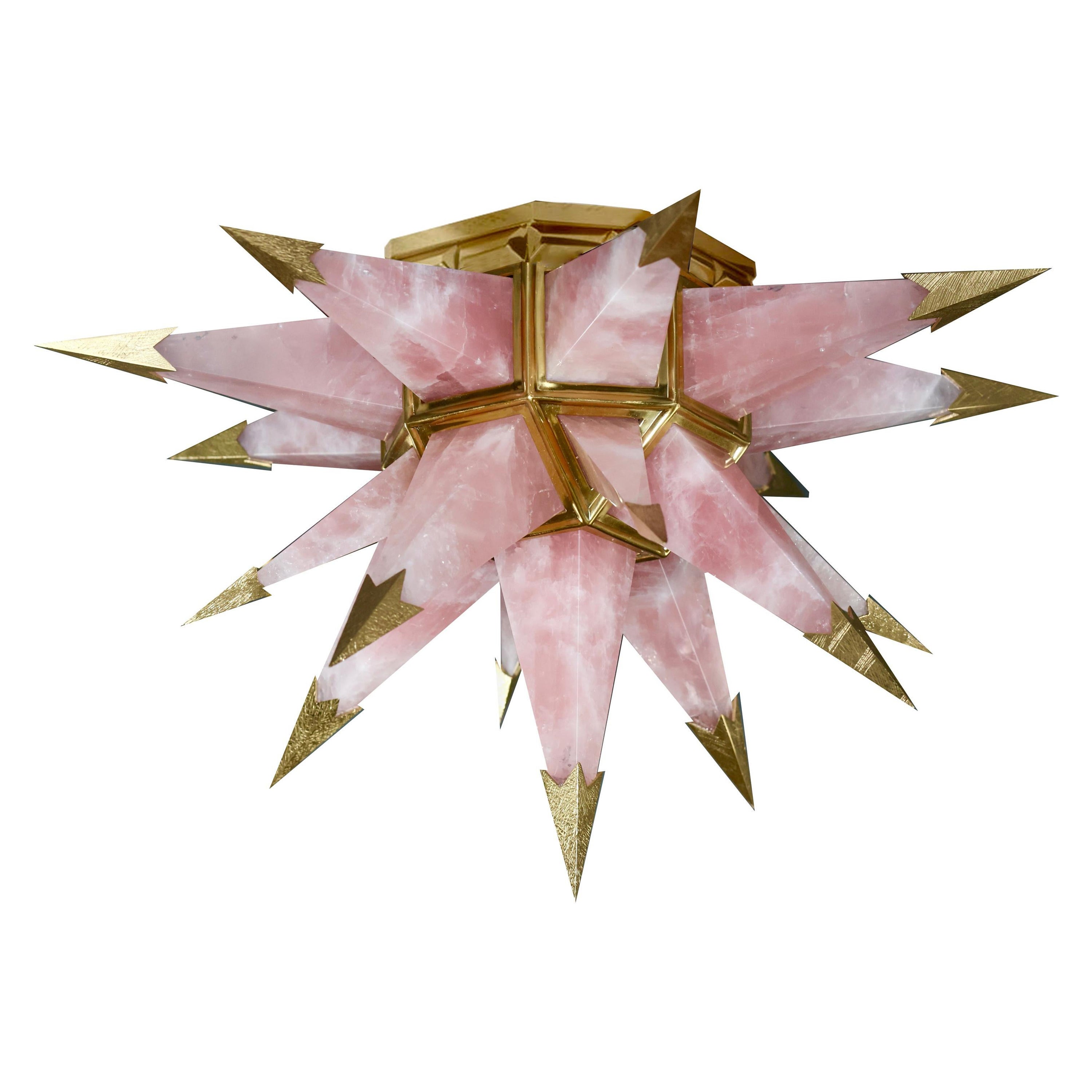 STAR21 Pink Rock Crystal Flush Mount by Phoenix For Sale