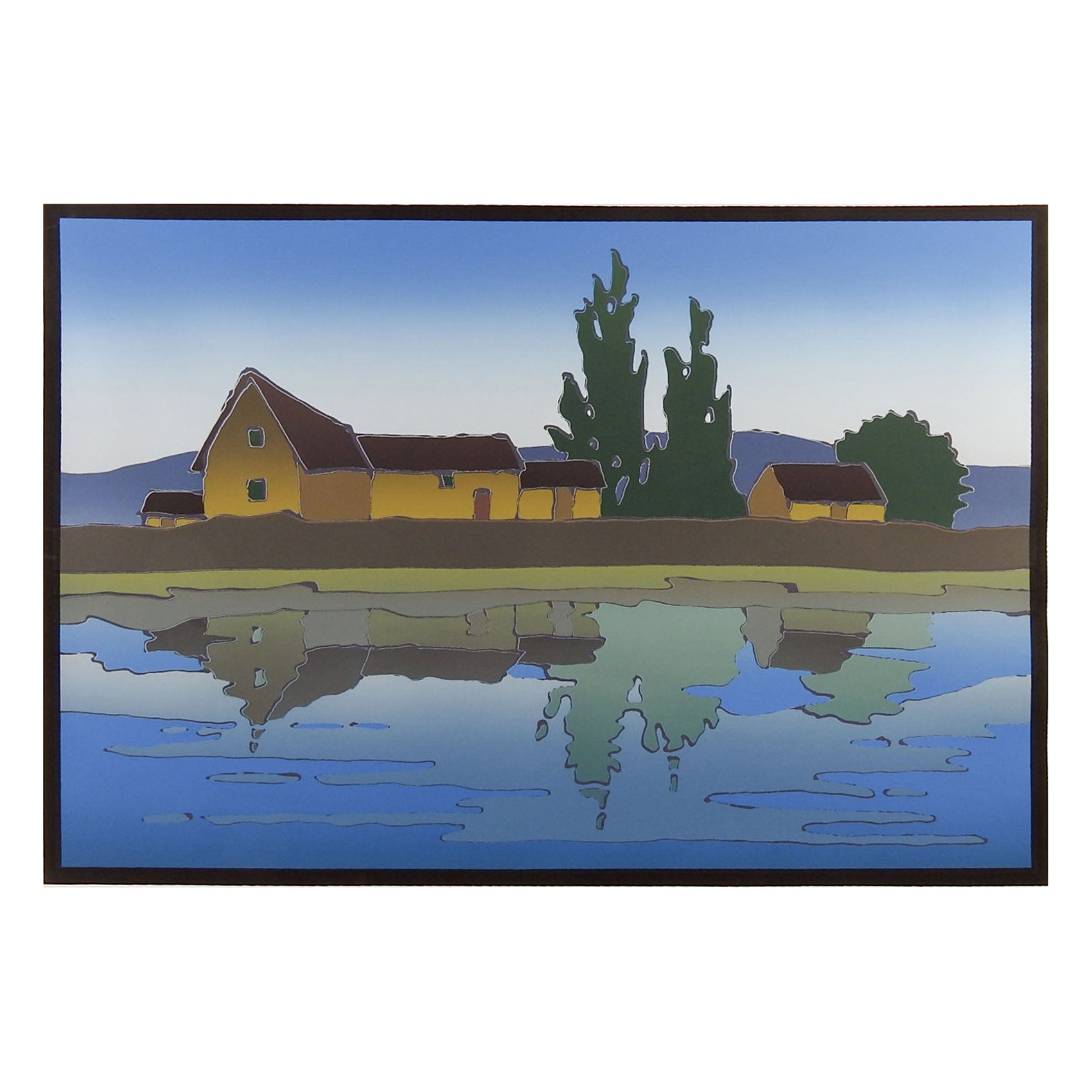Late 20th Century Modern Lakeside Serigraph For Sale