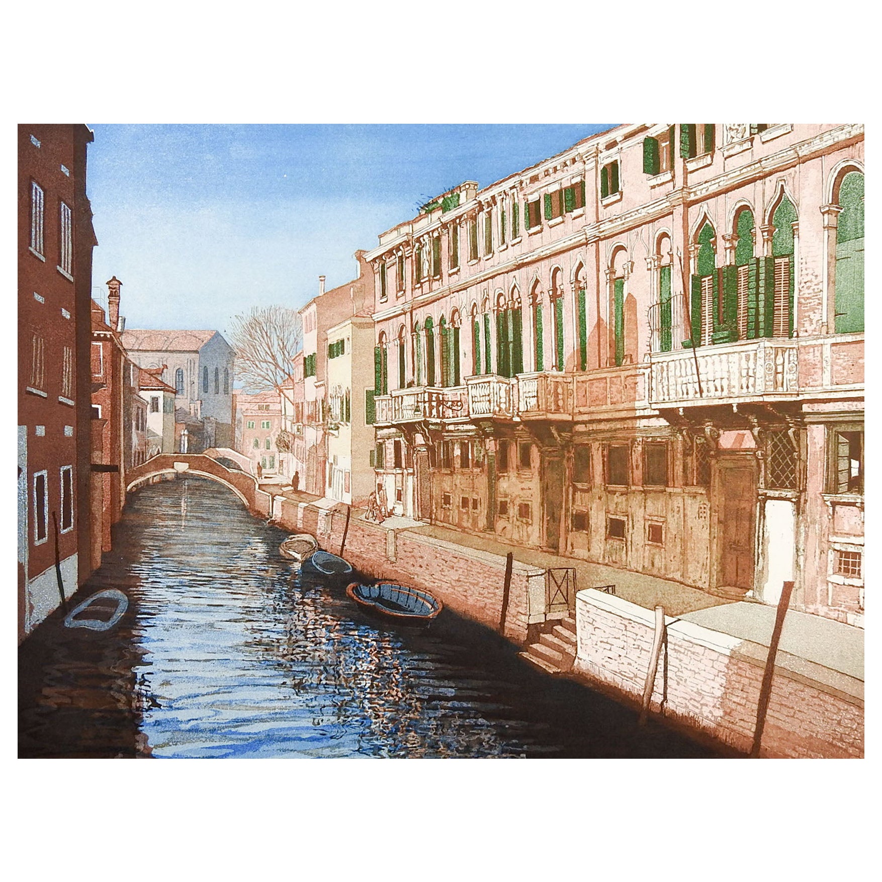 Fondamenta Zen-Kanal Venedig Italien Radierung im Angebot