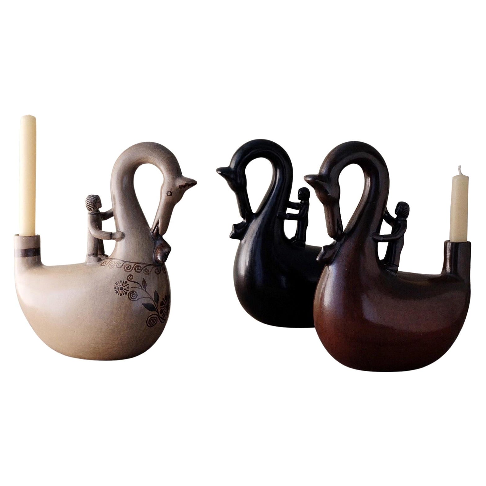 Set of 3 Acatlán Tototl Candleholders by Onora For Sale