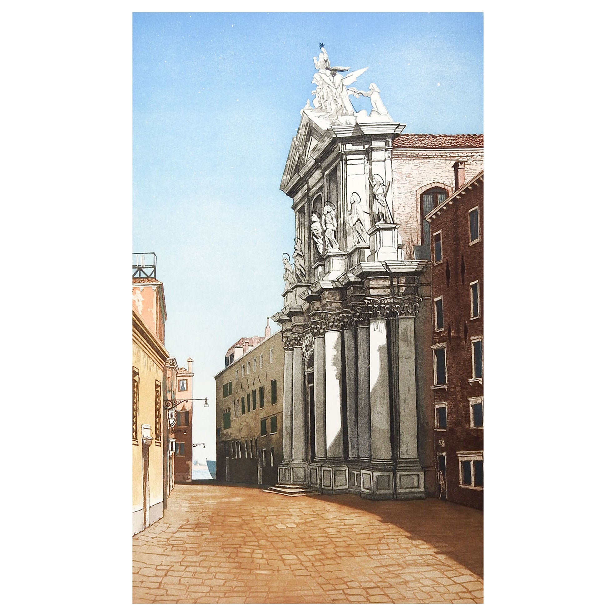 Gravure de Fontaine Santa Maria de Venise, Italie en vente