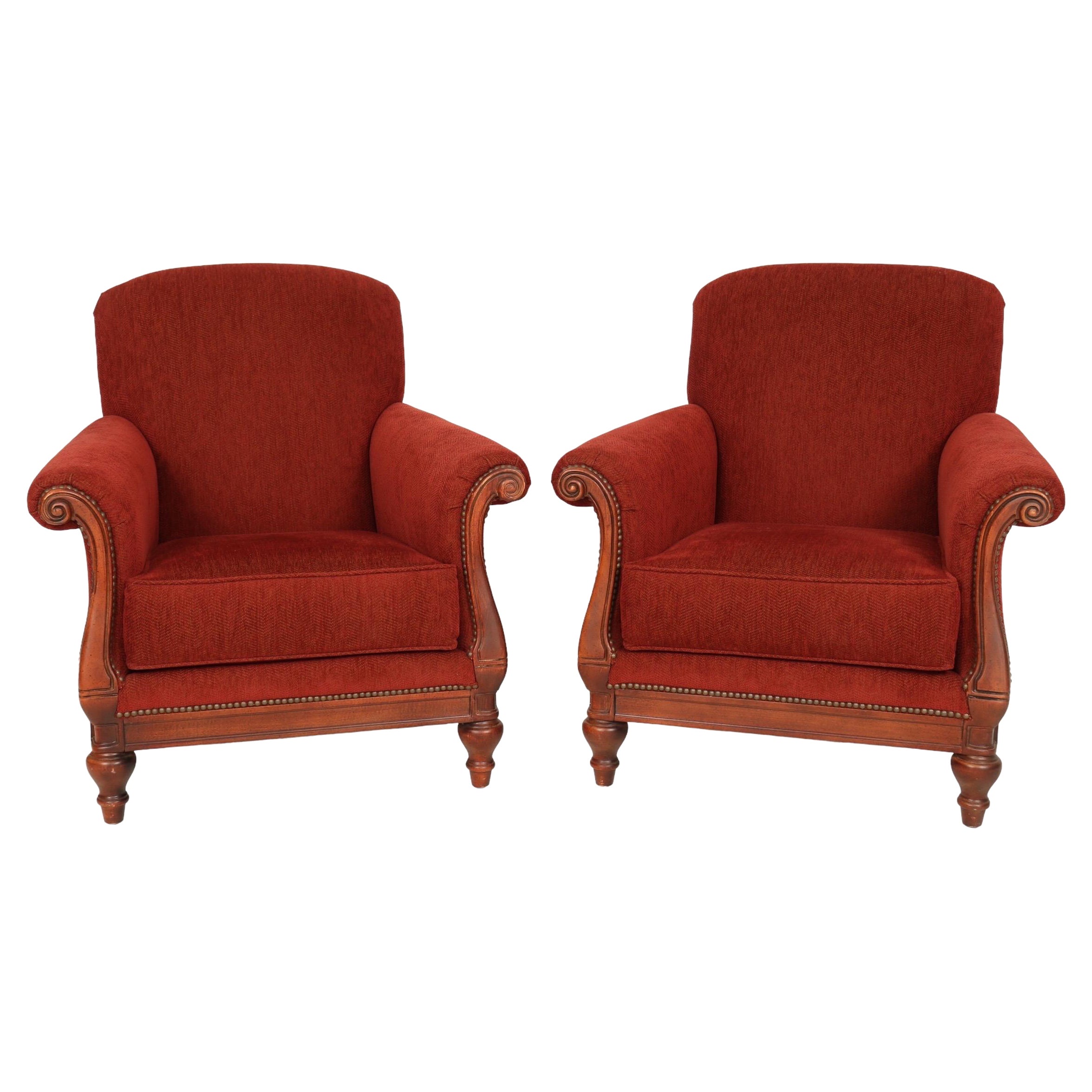 Red Armchairs by Thomasville, Pair