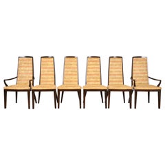 John Widdicomb Mid-Century Modern High Back Dining Chairs, Set of Six