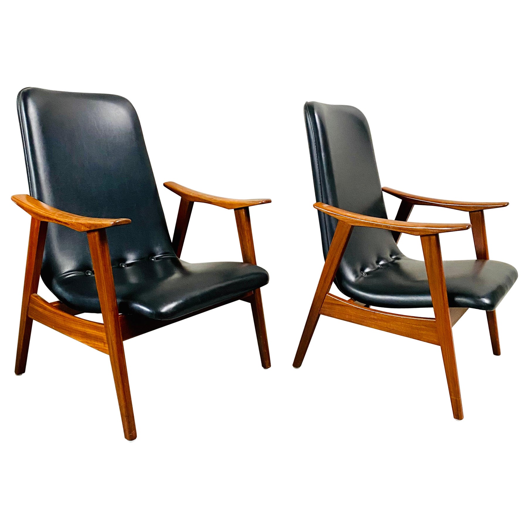 Set of Two Louis Van Teeffelen for Webe Lounge Chairs, Netherlands, 1960s For Sale
