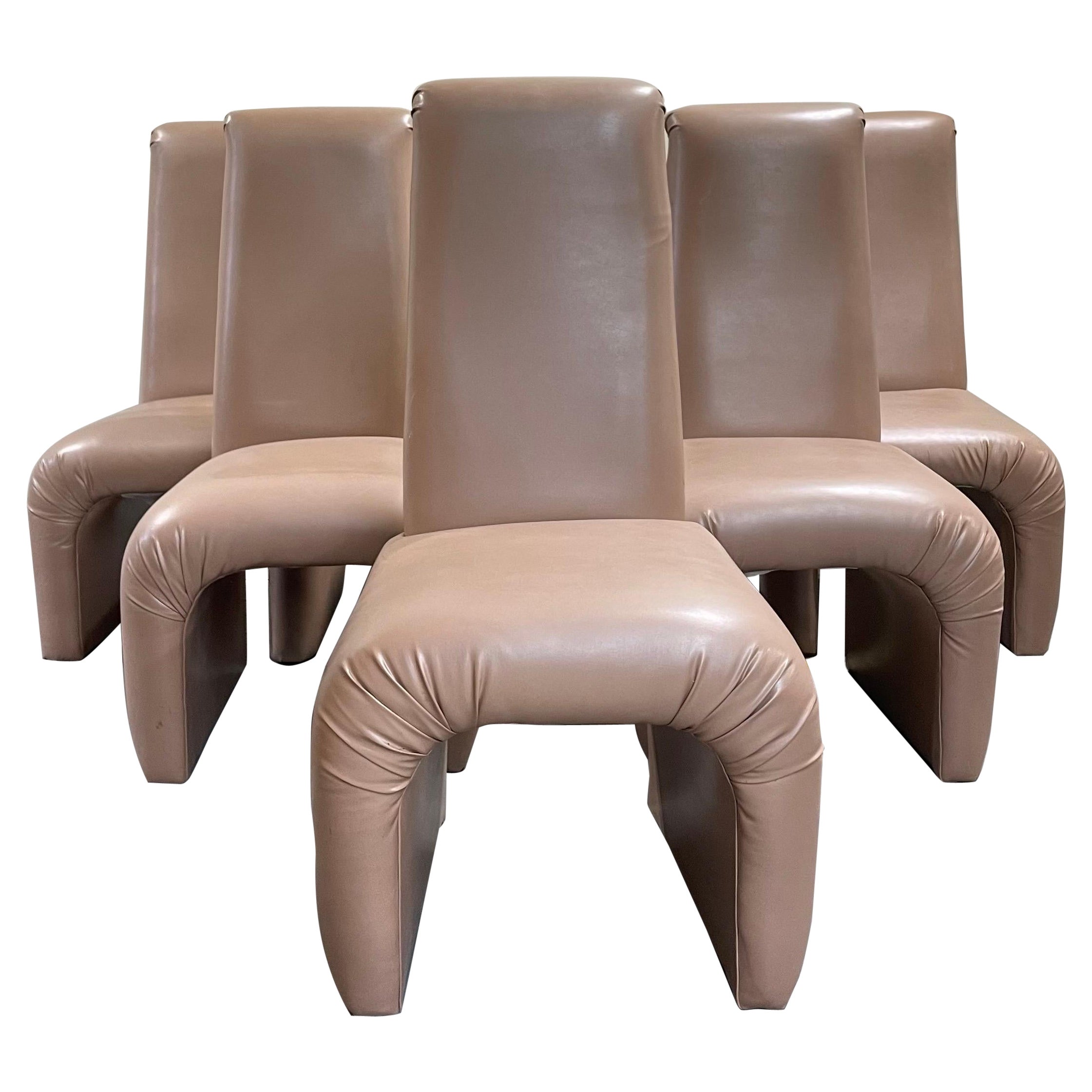 Postmodern Highback Sculptural Waterfall Dining Chairs