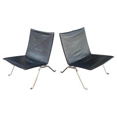Poul Kjaerholm PK22 Black Leather Chairs