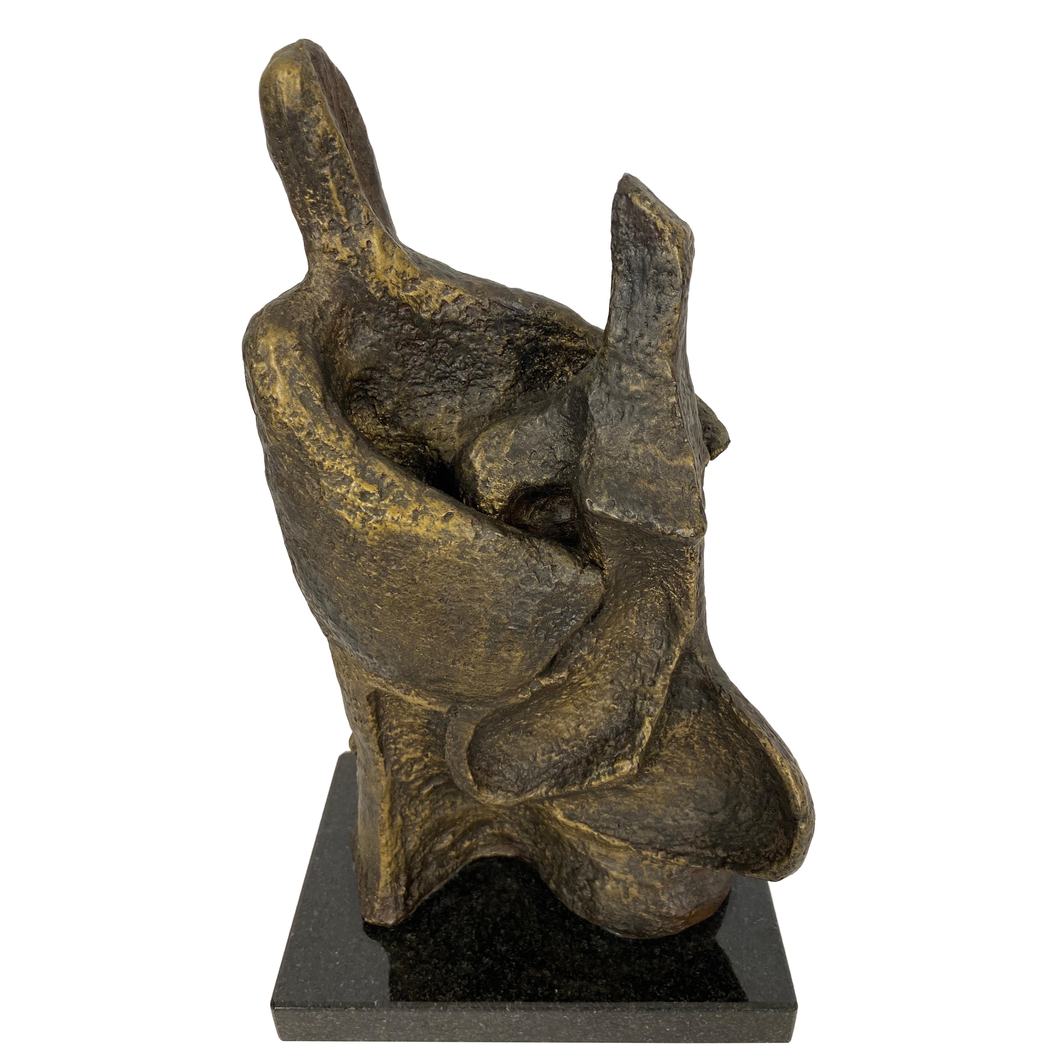Mid-Century Modern Figurative Composite Sculpture Mounted on Black Marble For Sale