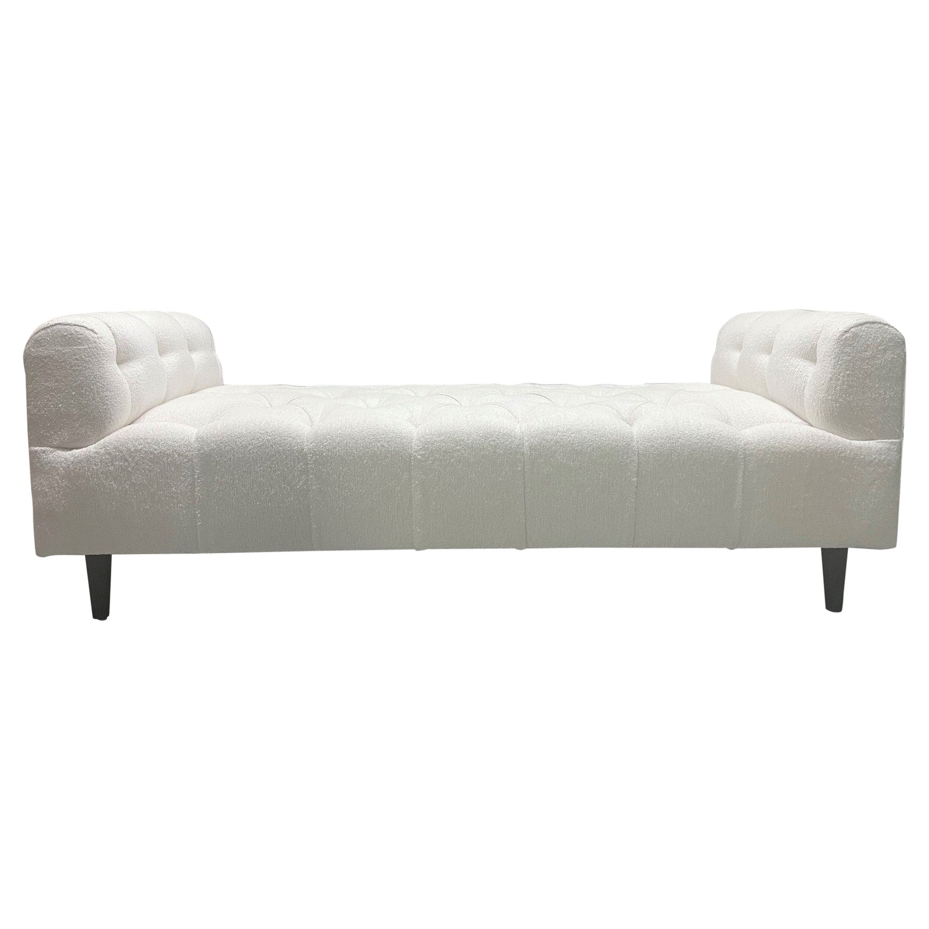 Mid-Century Modern Tufted Bench in Bouclé For Sale