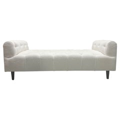 Mid-Century Modern Tufted Bench in Bouclé