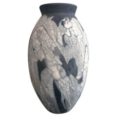 Raaquu Raku Fired Large Oval Vase S/N0000368 Centerpiece Art Series, Malaysia