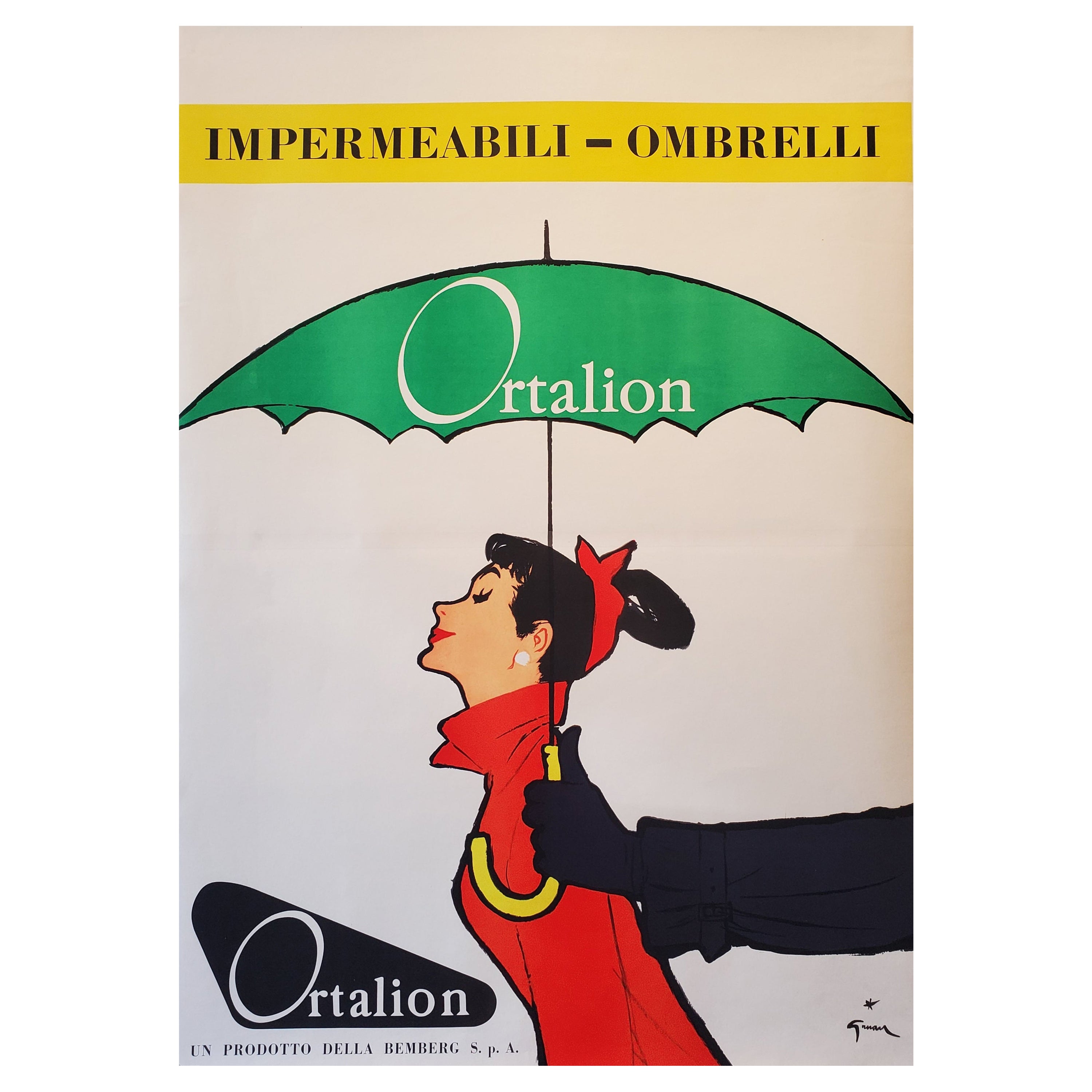 Original French Poster, 'Ortalion Ombrelli Audrey Hepburn' 1968 For Sale