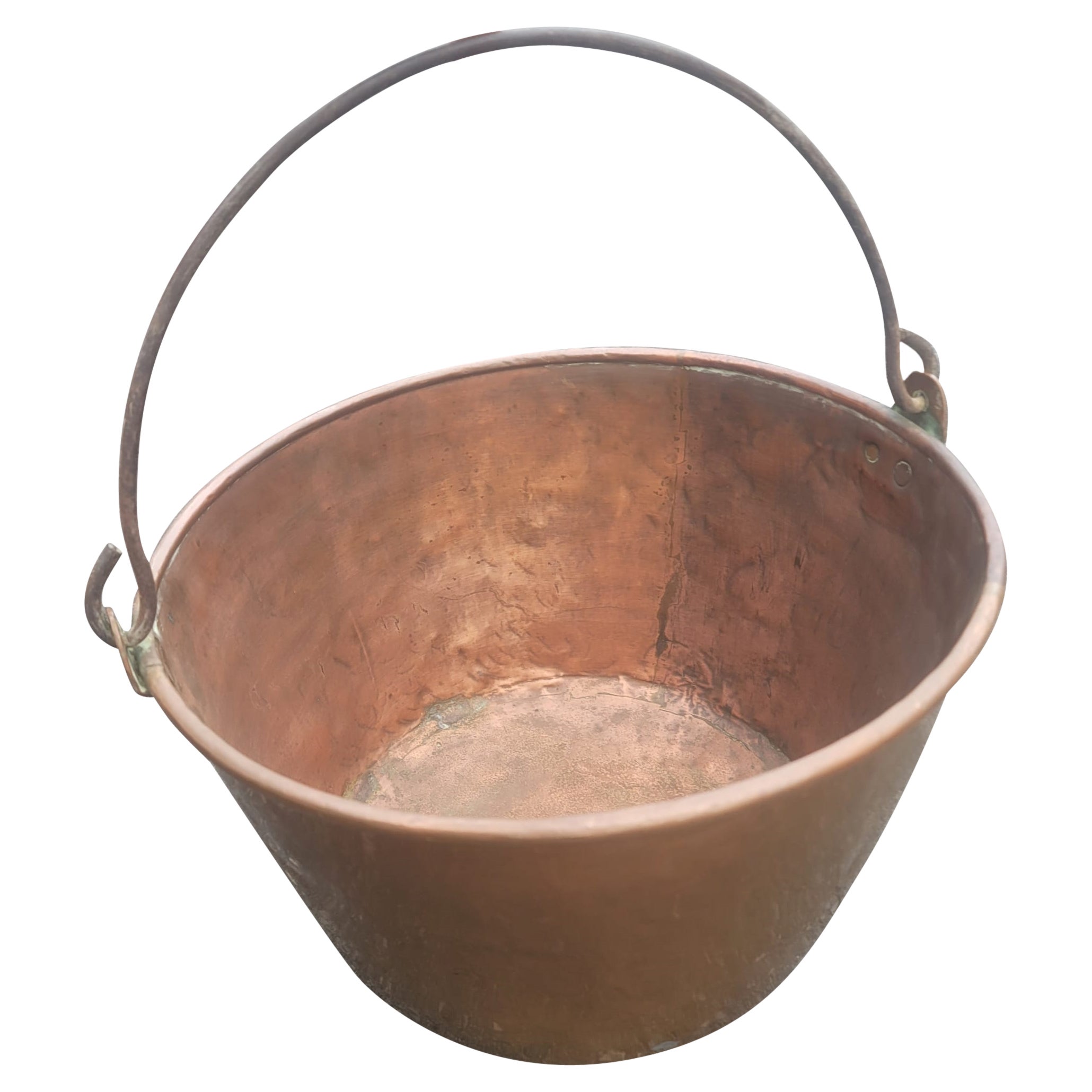 Pot de chaudron en cuivre des années 1920, jardinière
