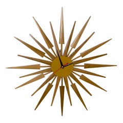 Natural Bamboo Mid-Century Style Starburst Clock Hand Made